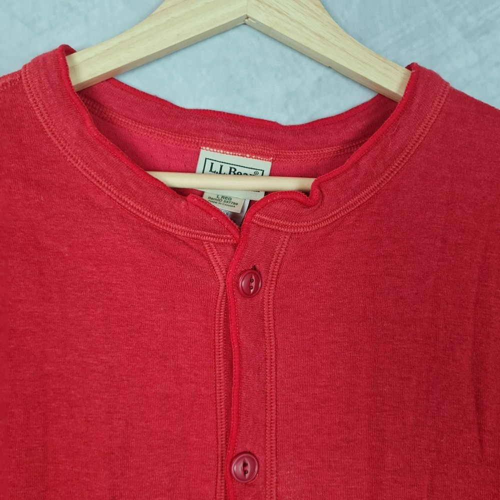 LL Bean Long Johns Mens Large Red Thermal Union Suit Button Front One Piece - Picture 2 of 16